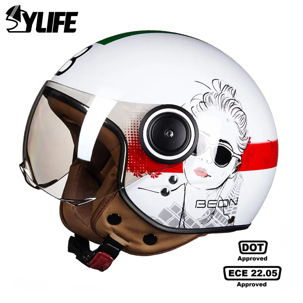 

Motorcycle Helmet Men Women Capacete De Moto Helmet Casco Moto Open Face Half Helmet Vintage Scooter Riding Helmet Four Seasons