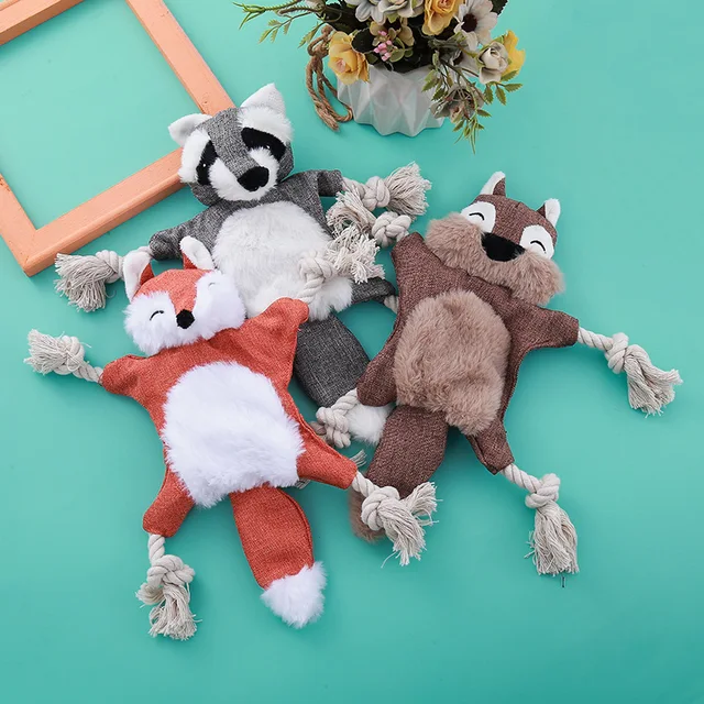 Pet Toys Plush Soundmaking Dog Supplies Durable and Bite Resistant Fox ,raccoonand Squirrel Pet Squeak Toys 4