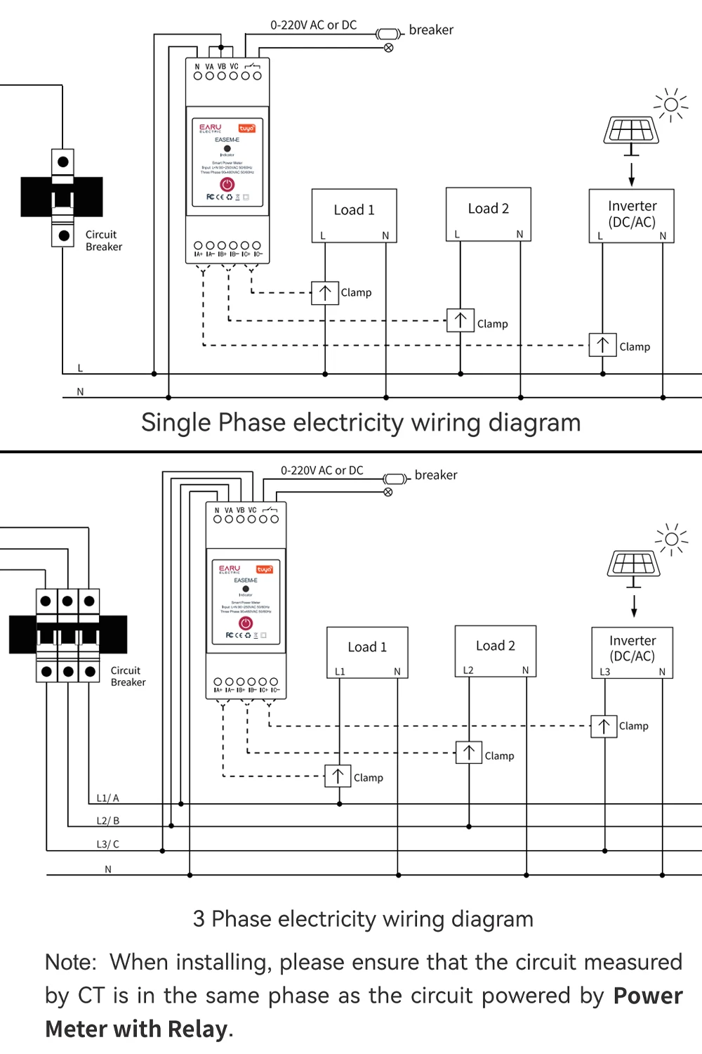 TUYA WiFi Smart Three Phase AC90-480V Bi-Directional Measurement Power Energy kW