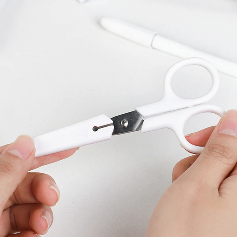 White Portable Stainless Steel Safety Scissors for Kids & Students 4