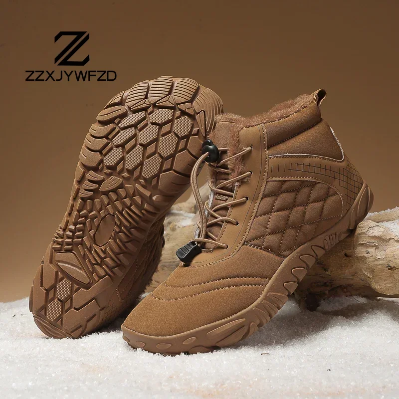 2024 New Winter Boots for Men Snow BareFoot Women Outdoor Non-slip Warm Fur Casual Sneakers Plus Size Ankle Boots Hiking Shoes - 4