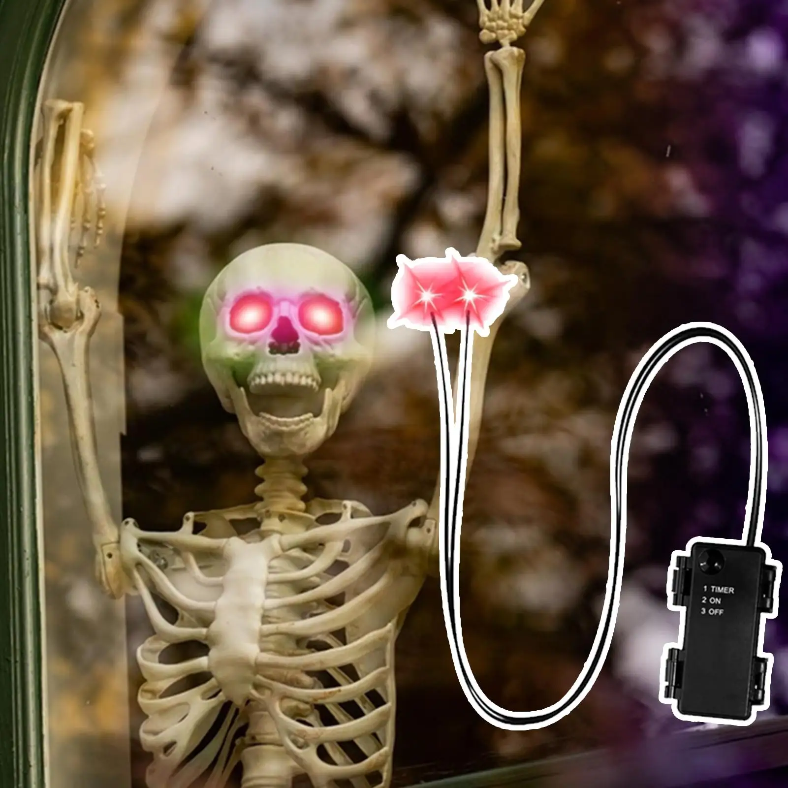 Light Up Eyes Halloween Glowing Eye Lights For Pumpkins With Timer LED Props Spooky Decorations For Outdoor Skeleton Halloween