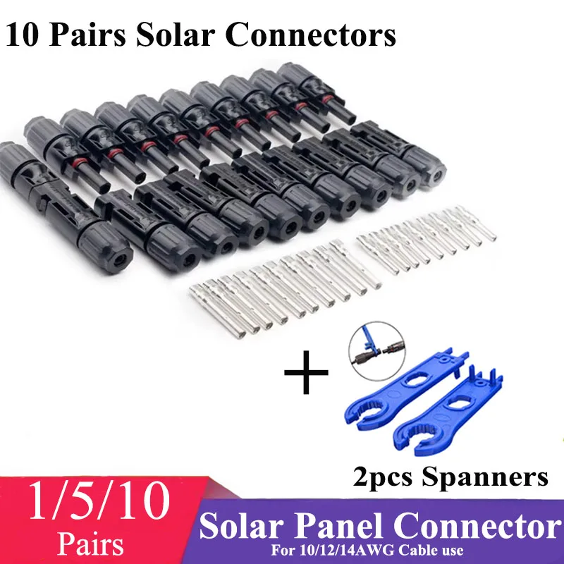 Solar Connector PV Solar Panel Connectors Male & Female 1000V 30A for Cable 14/12/10AWG solar system use solar connectors electrical connectors electrical connector cable connector 1/5/10 Pairs