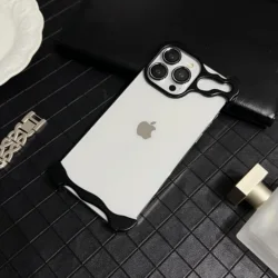 Sleek Zinc Alloy Frameless Metal Phone Case with Lens Protection and Bare Metal Finish - iPhone 13 (Black)