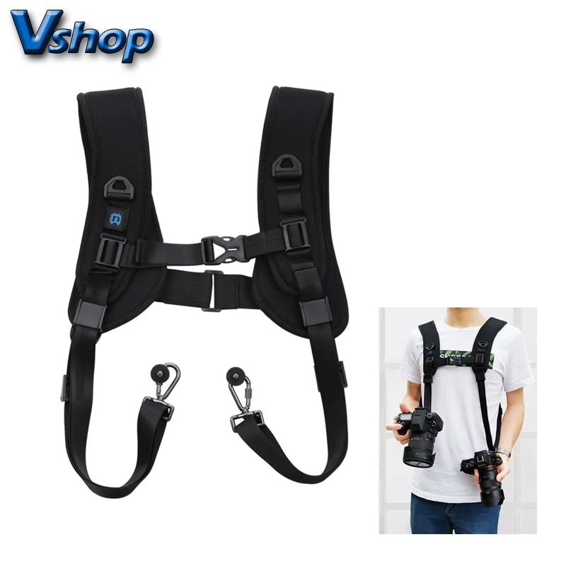PULUZ Quick Release Double Shoulder Harness Soft Pad Decompression Foam Strap Belt for Canon Nikon Sony DSLR Digital Cameras
