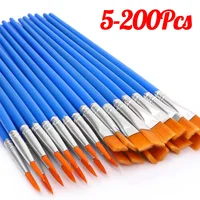 5-200pcs Paint Brushes Set for Kids Acrylic with Flat Round Pointed Paint Brushes Craft Watercolor Oil Painting Brushes 1