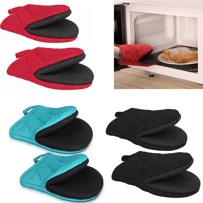 Heat-Resistant Quilted Pot Holders Non-Slip Silicone Lined Oven Mitts for Cooking Baking Grilling Handling Hot Pots and Pans