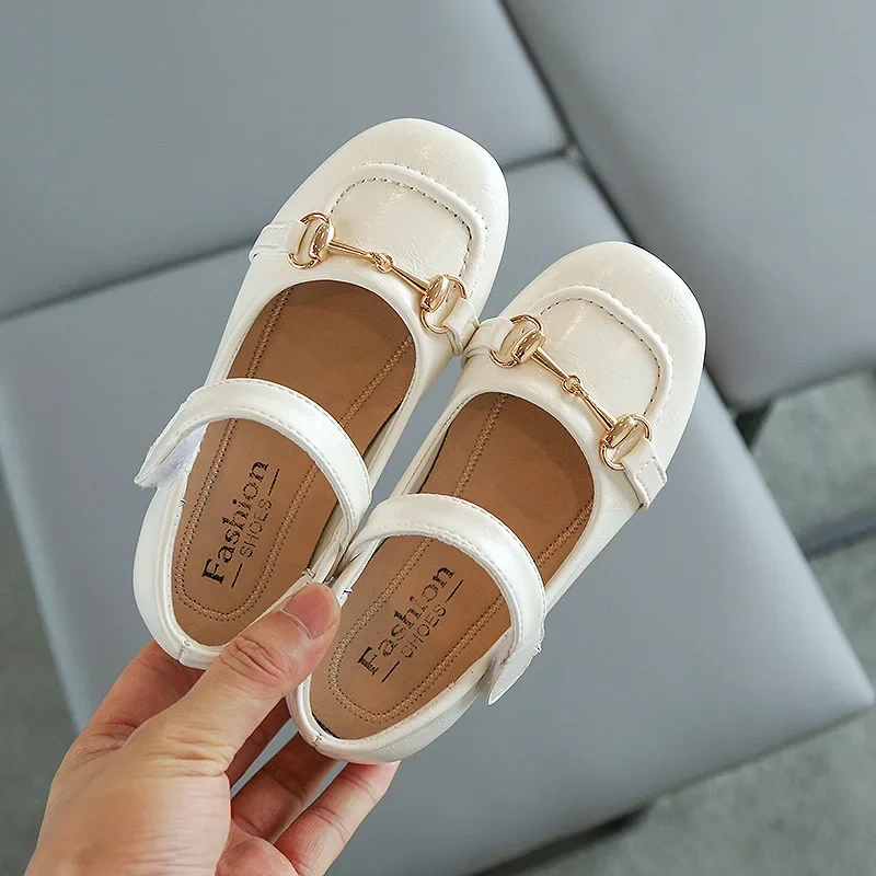 Children Leather Shoes for Girls 2024 Spring Summer Elegant Fashionable Comofortable Flats Korean Square Head Princess Shoe