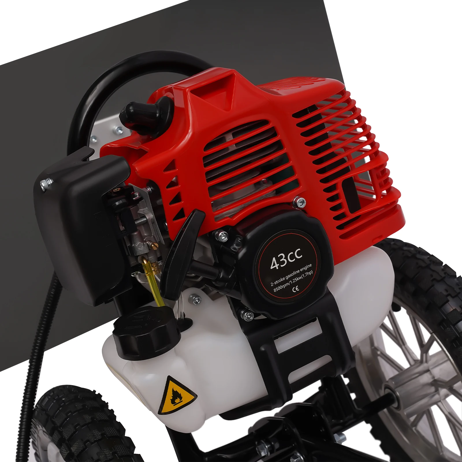 43CC 1.7HP Gasoline Powered Push Lawn Sweeper Broom,2 Stroke Walk Behind Snow Sweeper,Gasoline Brush Broom Sweeping Machine