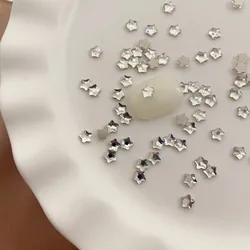 Super Sparkle Colorful Flatback Mini Star Nail Art Rhinestones - 50PCS Crystal Star Decorations (03 4MM white)