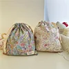 Cotton Mommy Storage Bags Outdoor Baby Stroller Hanging Pocket Carrier String Storage Bag Printing Drawstring Pouches 26X29cm 4