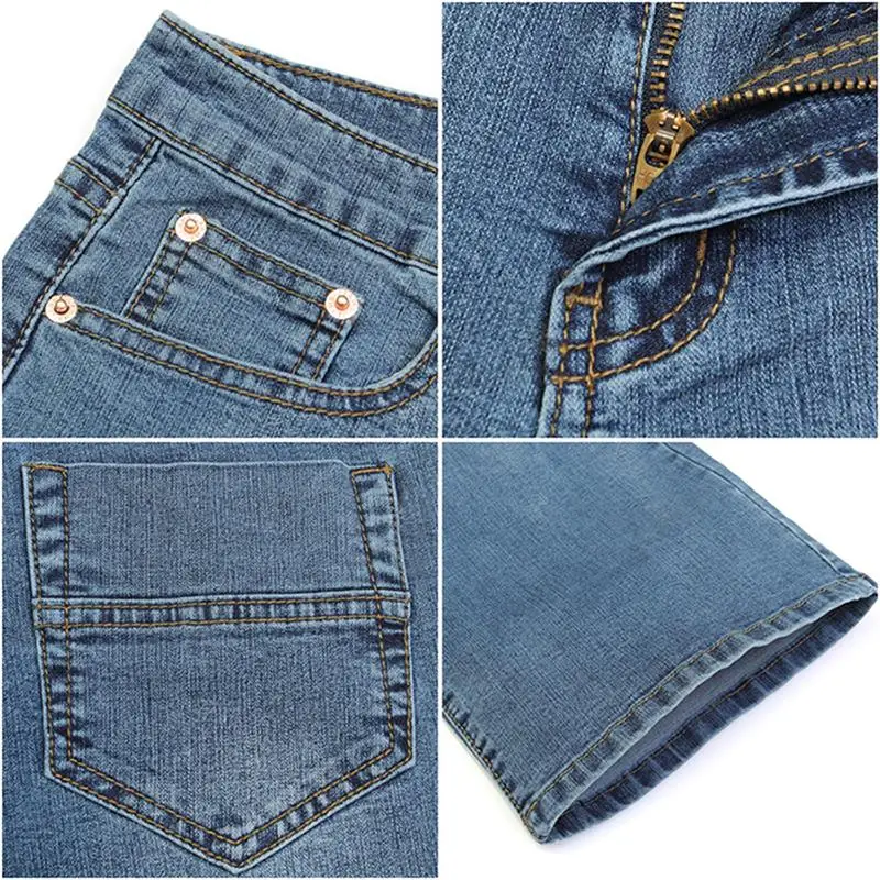 2024 Men's Business Casual Pants Mid Waist Elastic Slim Boot Cut Semi-Flared Four Seasons Bell Bottom Jeans 26-38 6