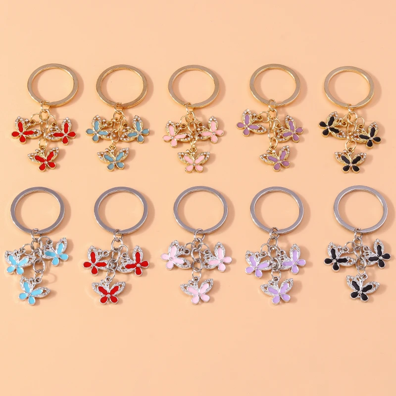 

Lovely Enamel Rhinestone Butterfly Keychain Women Girls Key Ring Pendant for Car Key Holder Handbag Charms DIY Jewelry Gift
