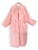 Lautaro Winter Long Oversized Pink Thick Warm Soft Shaggy Fluffy Faux Fur Coat Women Pockets Lapel Loose Sweet Cute Fashion 2022 3