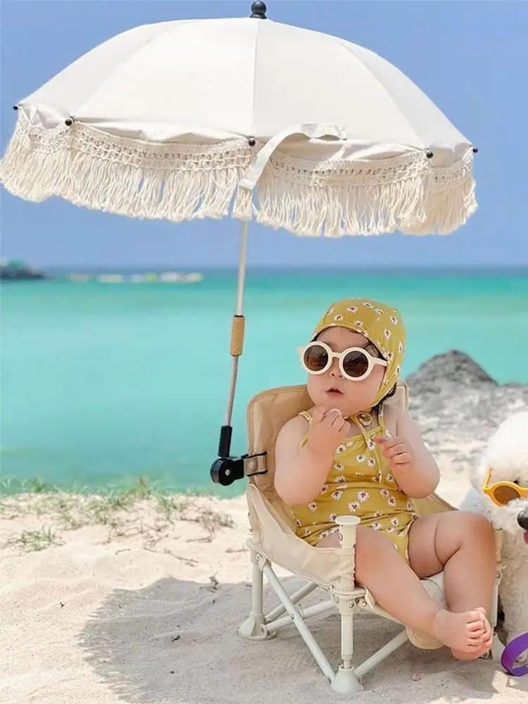 Baby Stroller Sun Protection Parasol Bohemian Vintage Pushchair Sun Folding Outdoor Parasol Umbrella Umbrella Beach Fringe Baby Strollers