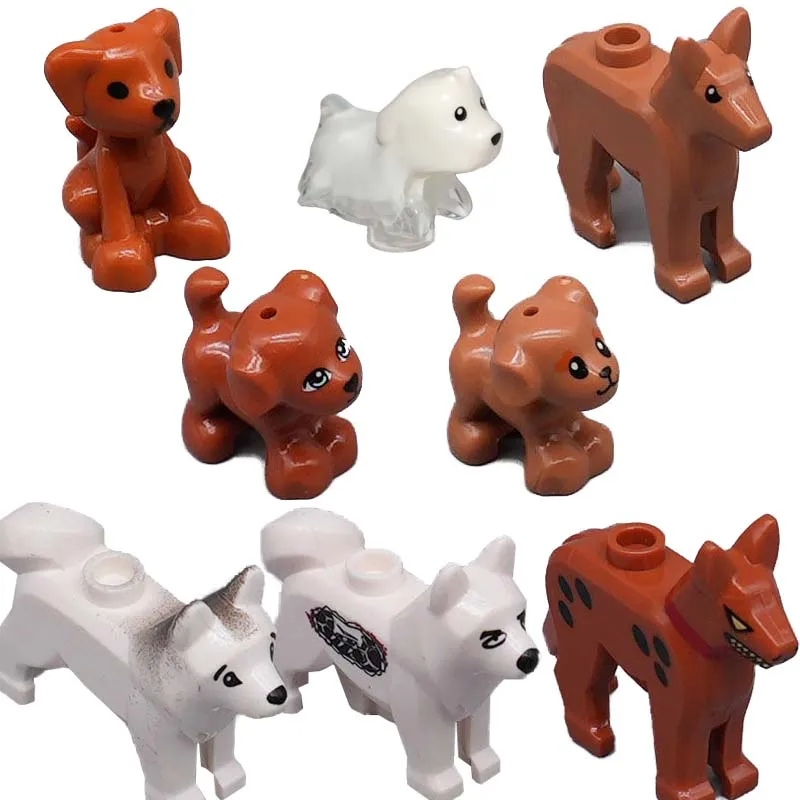 MOC 동물 장면 빌딩 블록 고양이 개 양 돼지 닭 독수리 앵무새 돌고래 동물원 프람 액세서리 DIY 장난감 브릭 T14