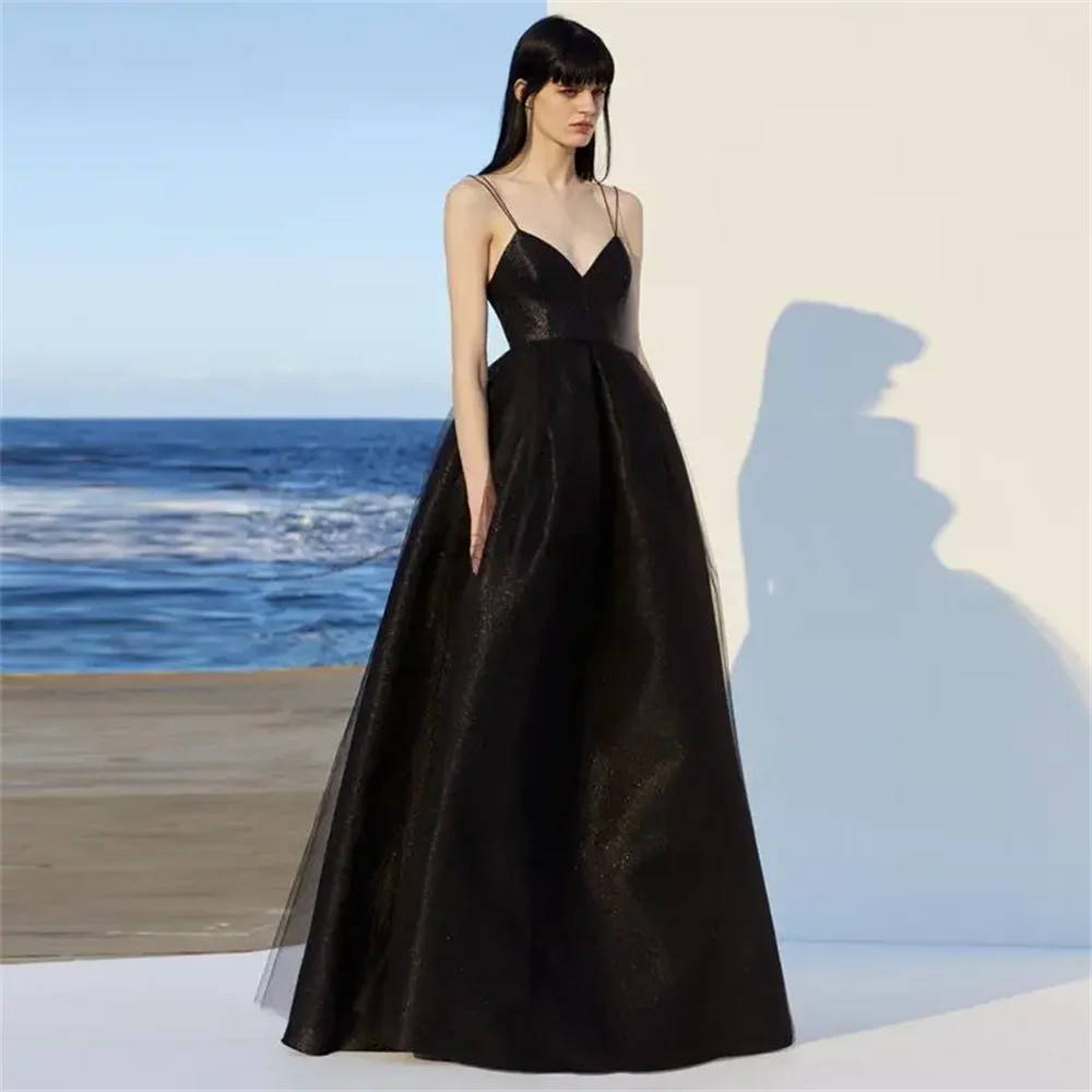 

Elegant Spaghetti Strap Evening Guest Prom Long Party Dresses for Women 2024 Sexy Deep V Neck Backless Summer Wedding Maxi Dress