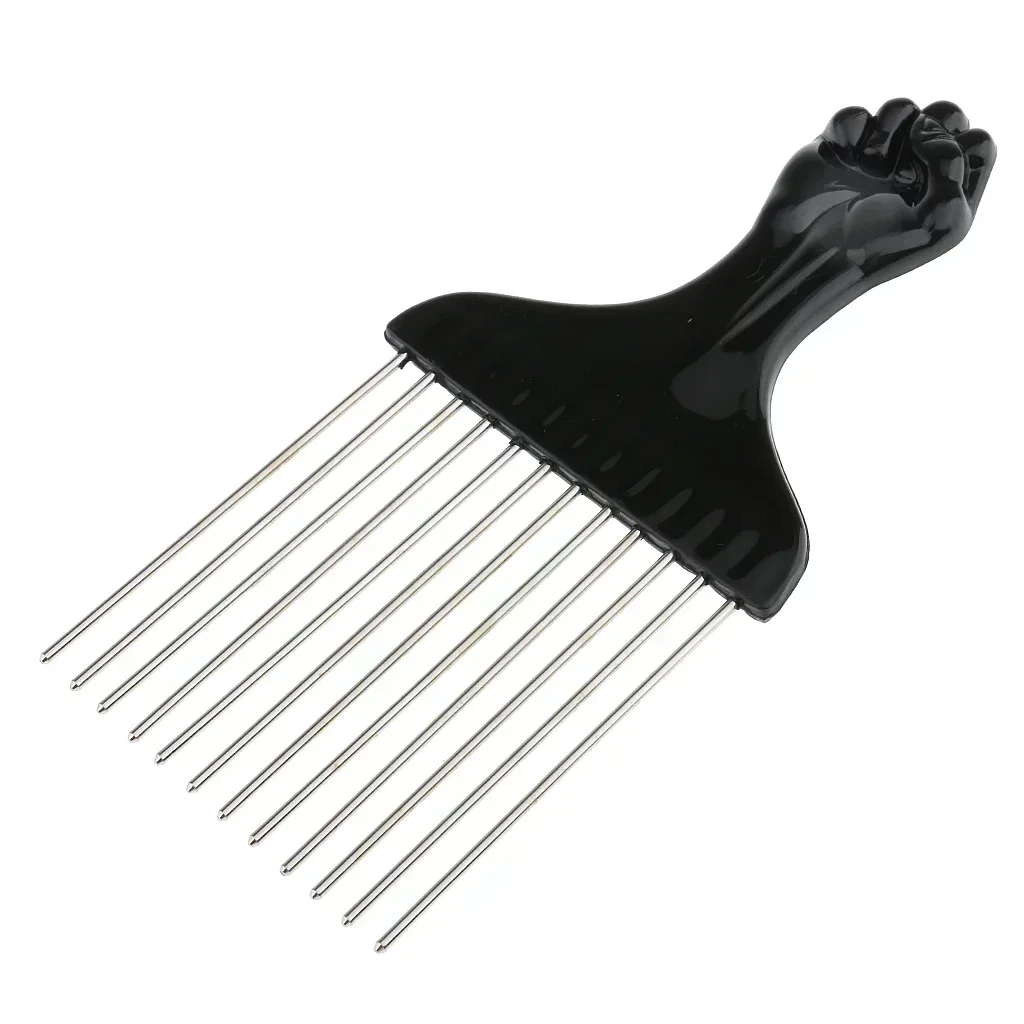 Black Fist Afro Pick Metal Wide Teeth Hair Comb For Volumizing Hair Styling Anti-static Comb Brush Detangling Comb 3