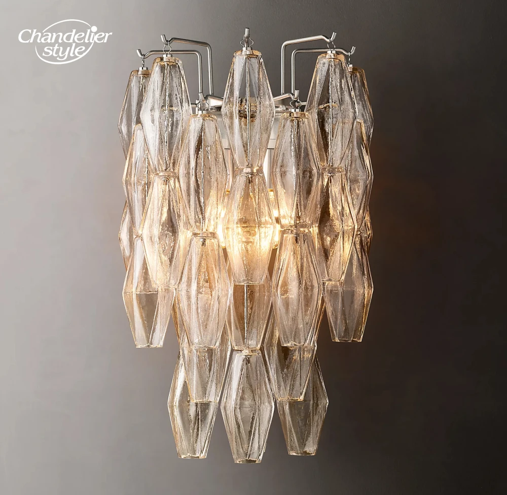 Chiara Clear Smoke Glass Sconce Vintage LED Brass Chrome Black Nickel Wall Lamps Living Room Bedroom Bathroom Lights Fixture