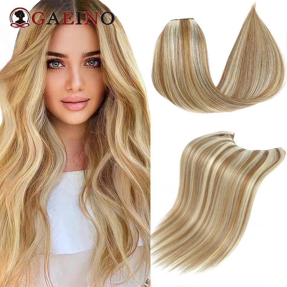 Hair Extension V-Shaped Hair Extensions With 5 Secure Clips P12-613# Ombre Highlight Straight Natural Hairpiece Clip In Human Hair Extensions