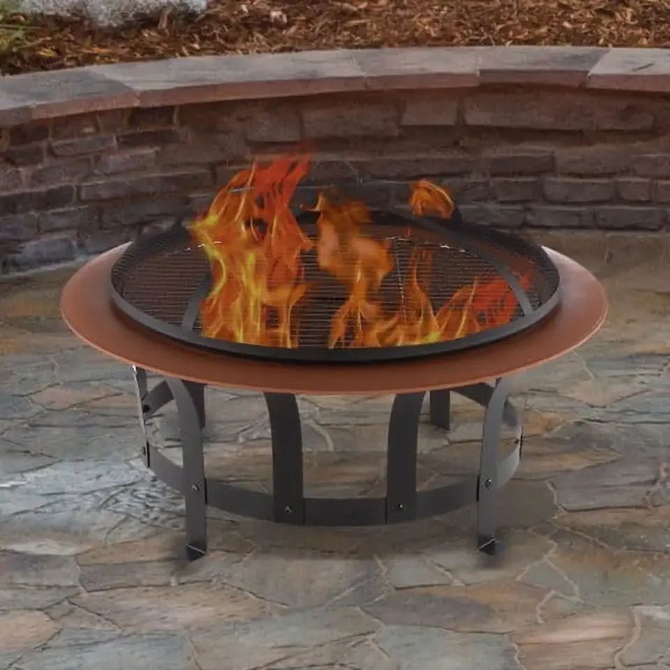 30&rdquo; Outdoor Fire Pit with Screen, Poker, and Grate, Copper