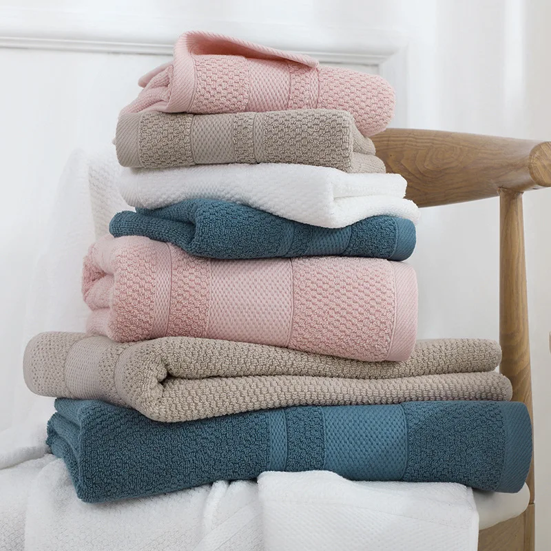 cotton bath towel absorbent adult bath towel pure color soft skin-friendly face wash hand