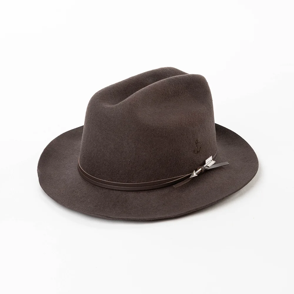 Damen-Fedora-Hut aus 100 % Wolle, Trilby-Kappen, breite Upturn-Krempe, Jazz-Kappe mit Pfeil, Ledergürtel für kirchliche Hochzeitsfeier – Detail 13