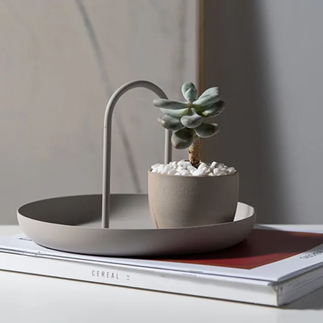 Északi Kerek Hordozható Tároló Tálca Egyszerű Modern Nappali Tornác Sundries Kis Tárgyak Asztali Raklap - Image 4