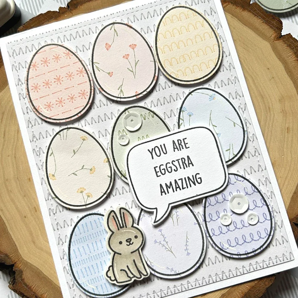 Sew Very Mice Clear Stamps and Dies Elephant Parade Eggstraordinary Easter Stamps Set for DIY Scrapbooking Album Decoration Card