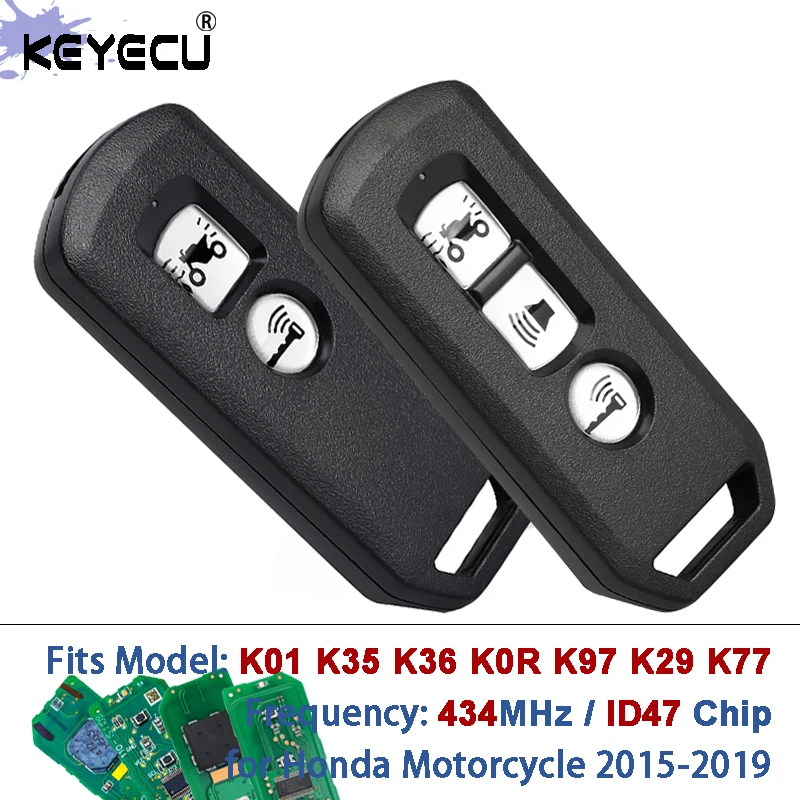 KEYECU 35111-K77-V01 434 MHz ID47 Motorrad Roller Smart Card Remote Key Fob für Honda K01 K35 K36 K0R K97 K29 K77 2015-2019