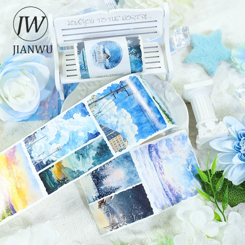 JIANWU 70mm * 200cm 빈티지 하늘 태양 구름 풍경 소재 콜라주 스크랩북킹 와시 테이프 크리 에이 티브 DIY 저널 문구