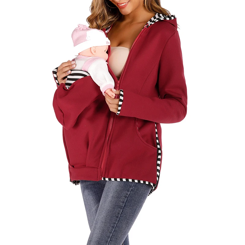 Maternity Hoodie Dress Pregnant Woman Loose Coat More Function Kangaroo Sweater Loose Coat Plus Thick Baby Clothes Nursery Bag
