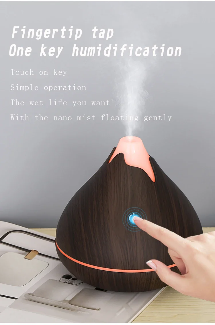Aroma Diffuser Ultrasonic Wood Grain Humidifier With 7 Led Colors_voghion.com