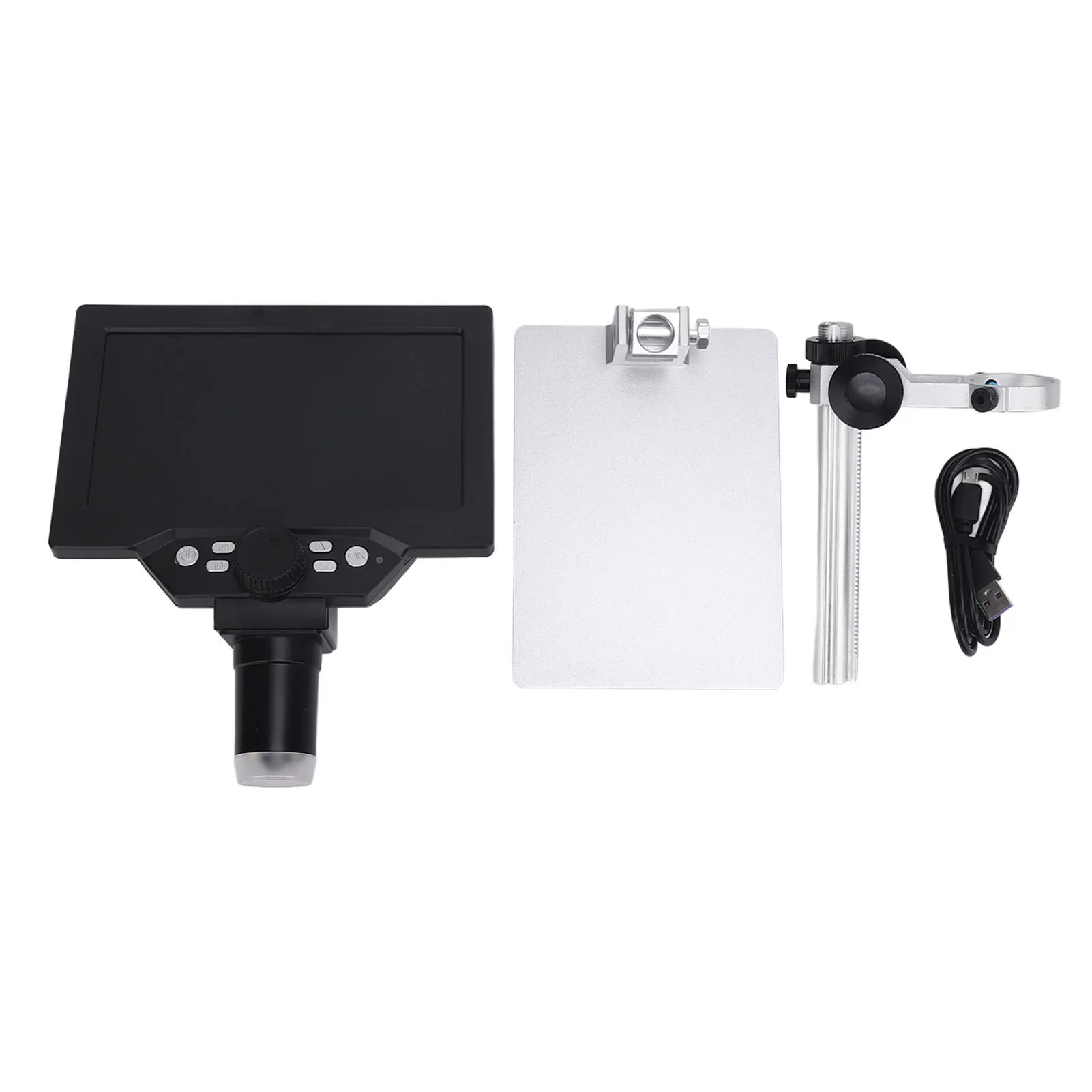 7in LCD Digital Microscope 1200X 1080P 12MP Focusing Soldering Microscope with 8 Adjustable LED Lights 10mm Object Distance