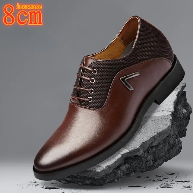 Мужские деловые туфли из натуральной кожи, 8 см 1