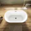 48" Contemporary Acrylic Freestanding Bathtub Soaking Tub Non-Slip Design White(Brushed Nickel Drain/Overflow Kit Included 5