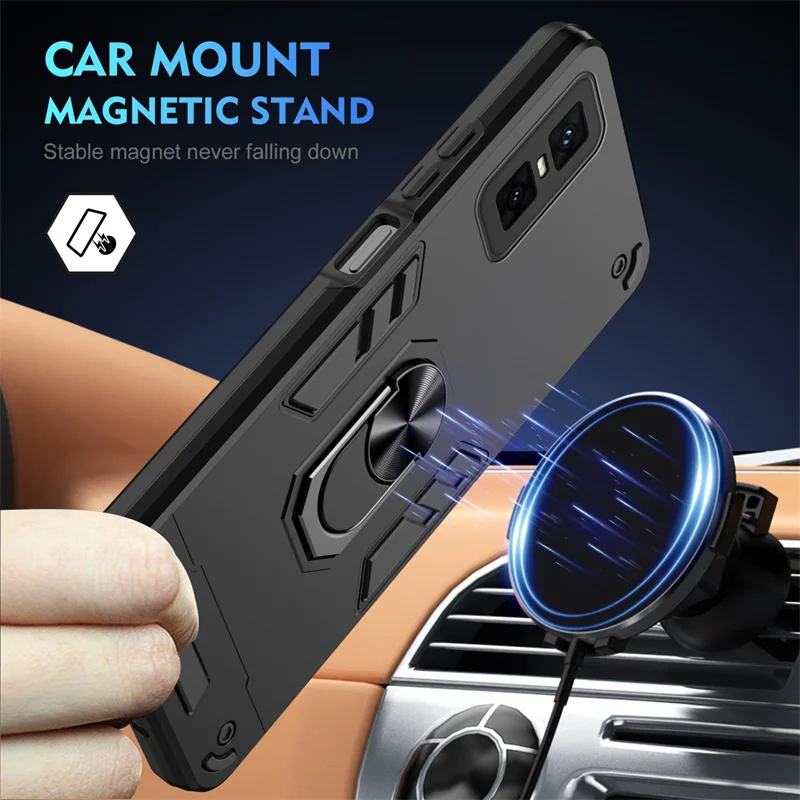 Rugged Shockproof Protective Case with Ring Stand Holder