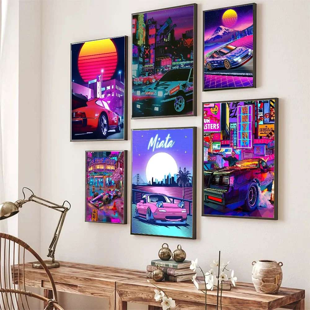 

JDM Car Poster Self-adhesive Art Poster Retro Kraft Paper Sticker DIY Room Bar Cafe Vintage Decorative Painting