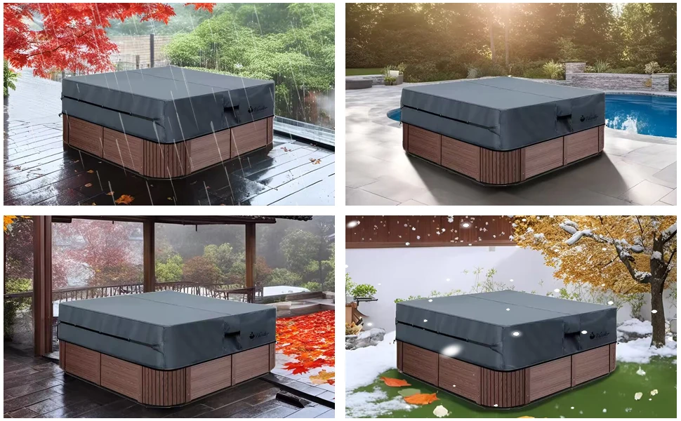 UCEDER Waterproof Hot Tub Cover -Outdoor Spa Cover Cap 600D Heavy Duty Polyester Hot