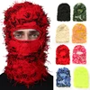 New Hip Hop Balaclava Distressed Knitted Caps Full Face Ski Mask Women Outdoor Camouflage Fuzzy Ski Balaclava Beanies Hat 2