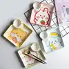7.5 Inch French Fries Dumpling Plate,Ceramic Fishing Household Underglaze Vinegar Tableware Internet Celebrity Cartoon Trays 1