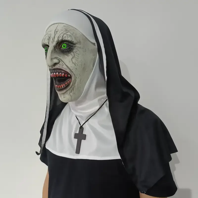 Nonne Maske Schrei Horror Geist Gesicht Kopfbedeckung Gruselige Maskerade Maske Halloween Party Parodie Requisiten Spukhaus Cosplay Dekoration – Detail 4