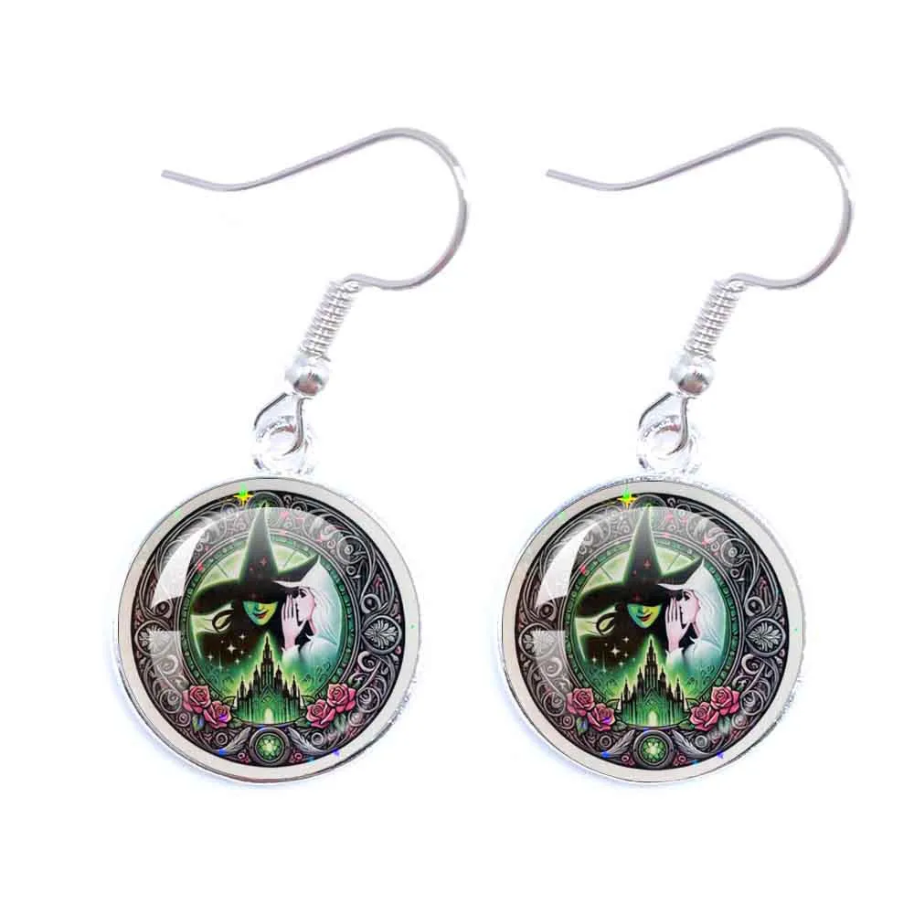Magic Wicked Witch Classic Musical Movie Glass Glass Cabochon Earrings Drop Earring For Women Girls Cosplay Jewelry Accessories 2
