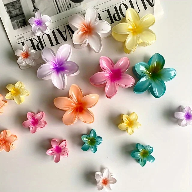 18Pcs Egg Flower Hair Clips Gradient Candy Color Flowers Suitable for Daily Use Backcombed Ponytail Shark Clip Hair Accessories 3