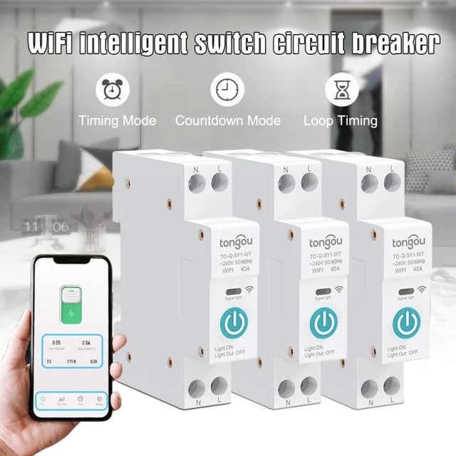 Tuya Smart Commutateur de contacteur intelligent WiFi automatique 40A