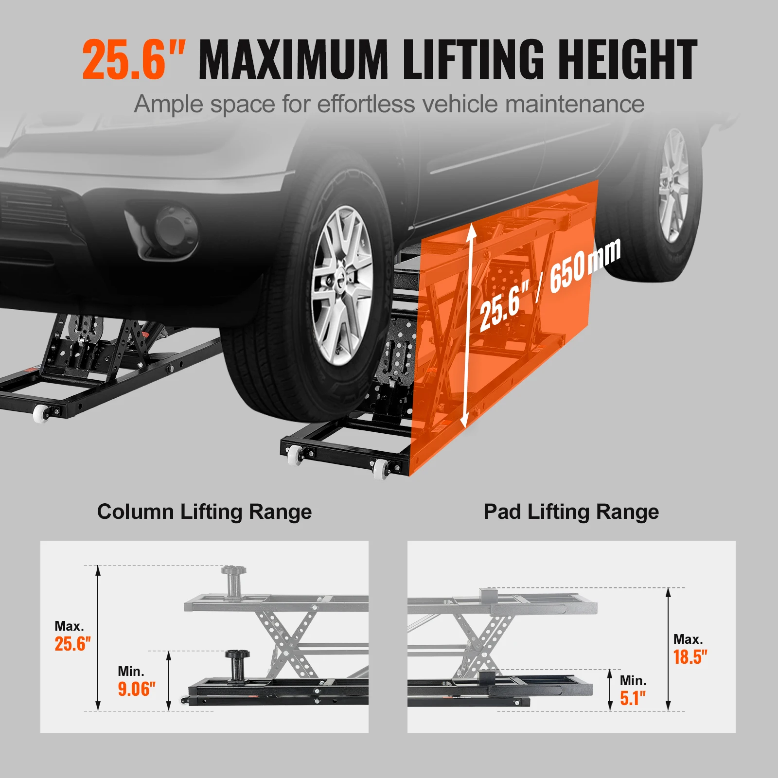SucceBuy 5000lb Portable Car Lift with Extended-Length Plates Carbon Steel Truck Lift with 120V Power Unit for Home Garage Shop