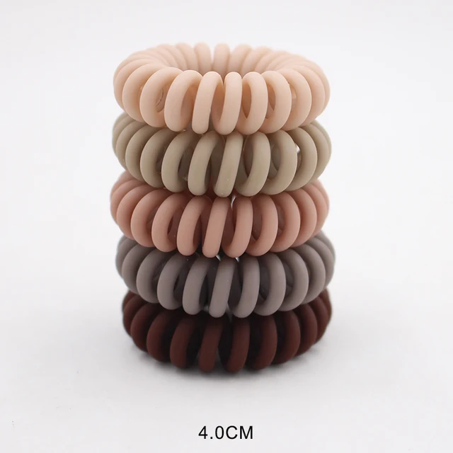 5Pcs/set New Fashion Matt Solid Telephone Wire Elastic Hair Band Frosted Spiral Cord Rubber Band Hair Tie Stretch Head Band Gum color1mid