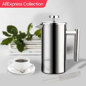AliExpress Collection 프랑스 프레스 포트, 유럽 스타일 필터 프레스, 수제 커피 포트, 더블 레이어 양조, 스테인레스 스틸, 고품질 커피 포트