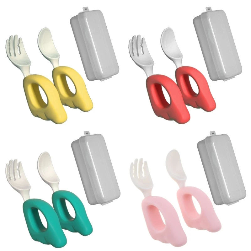 

2pcs/set Mini Fork Spoon for Baby Utensils Set Feeding Spoon Learn to Eat Children Tableware Cartoon Feeding Tool