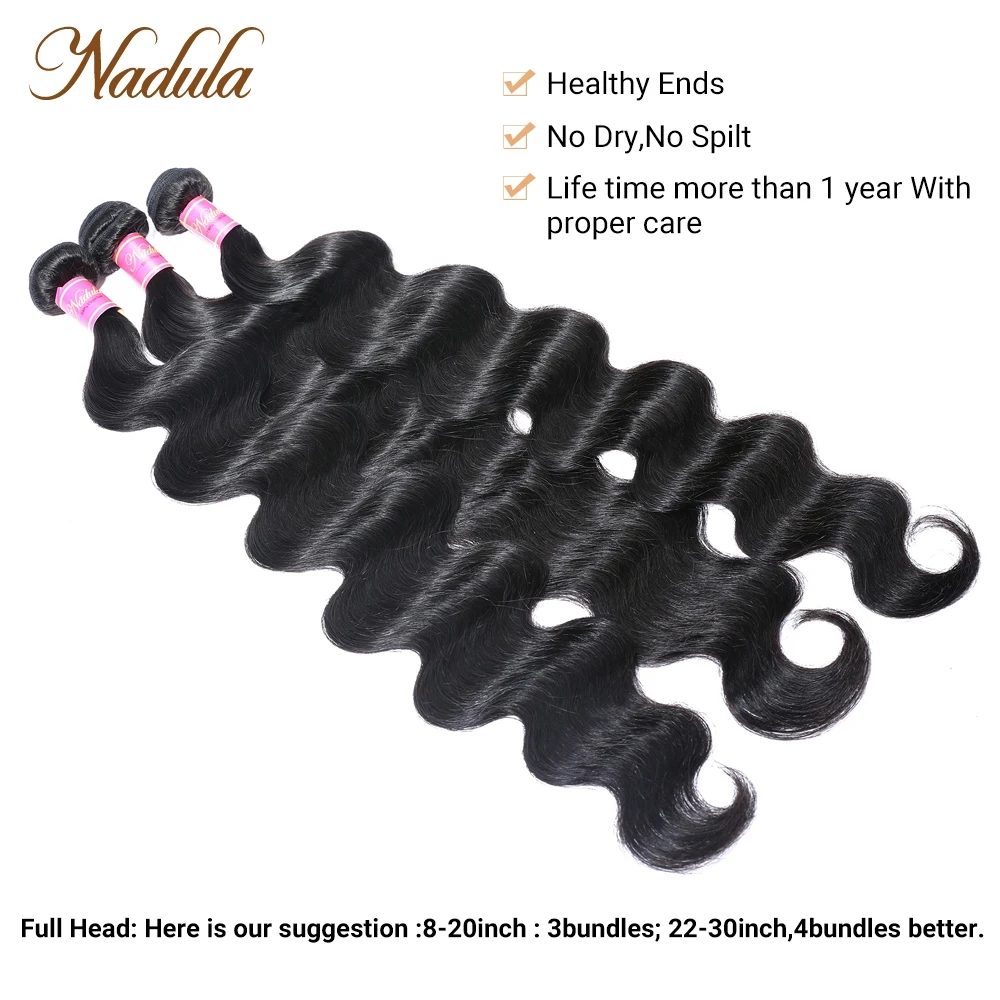 Nadula Hair 28 Inch 30 Inch Long Brazilian Body Wave Hair 3 Bundles Brazilian Weave Bundles 100% Remy Human Body Wave